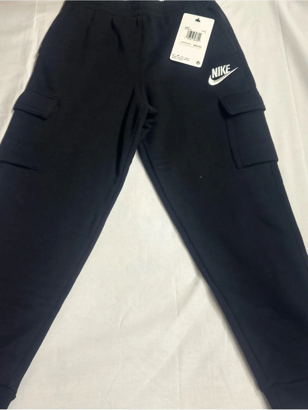 Nike Kids Black Cargo Sweatpants with White Logo